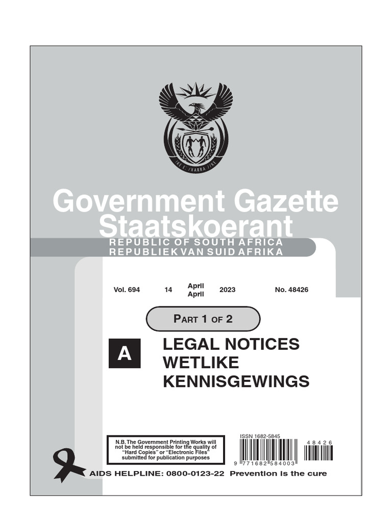 Za government gazette legal notices a dated 2023 04 14 no 48426 part 1
