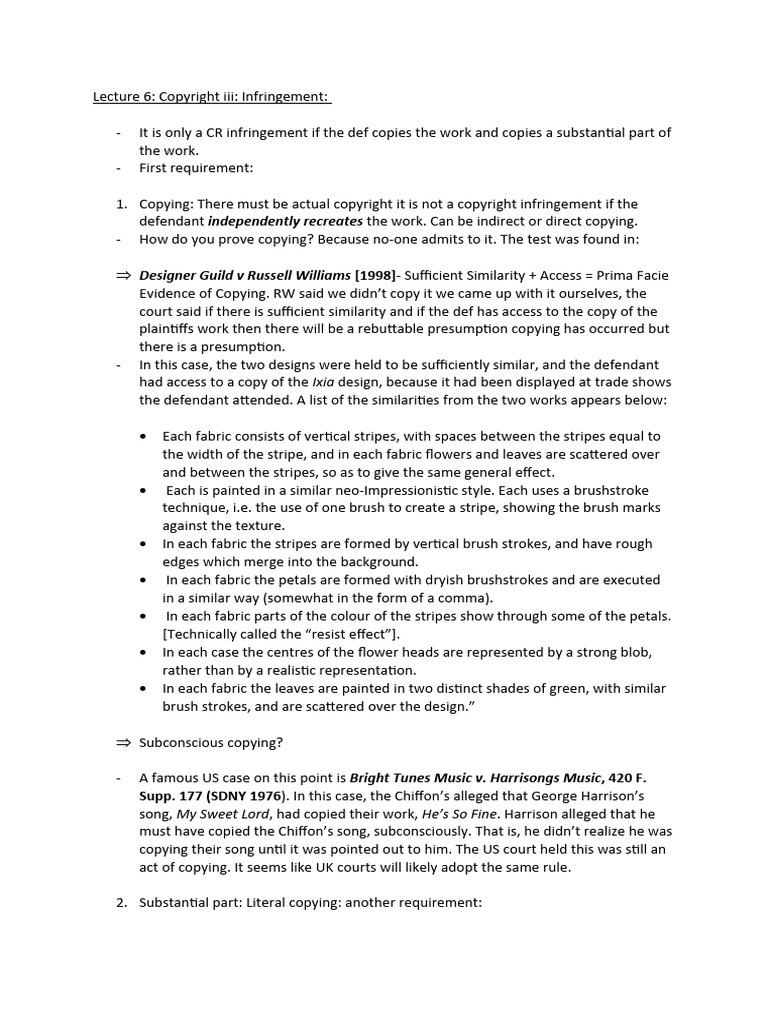 Lecture 6 Intellectual Propety | PDF | Copyright | Copyright Infringement