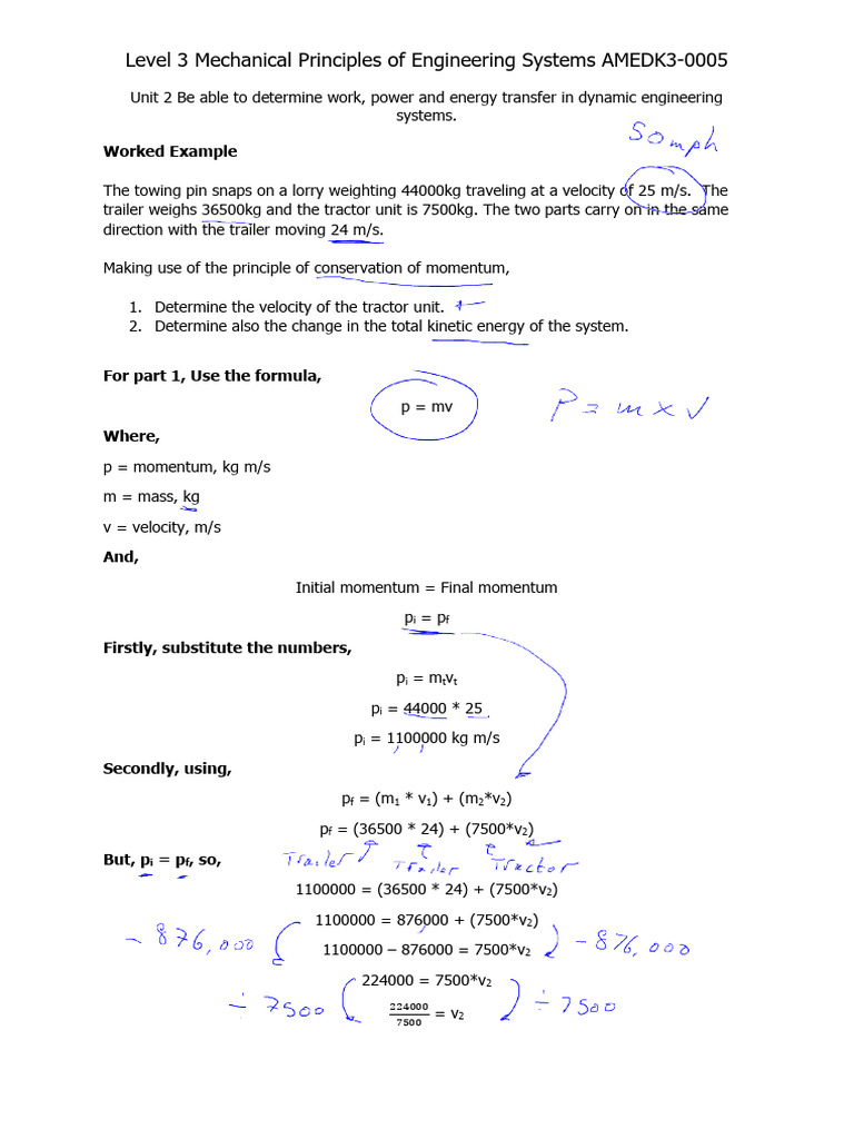 16.mech Eng Session 010 Kinetic and Dynamic Principles 2 Lorry Notes ...