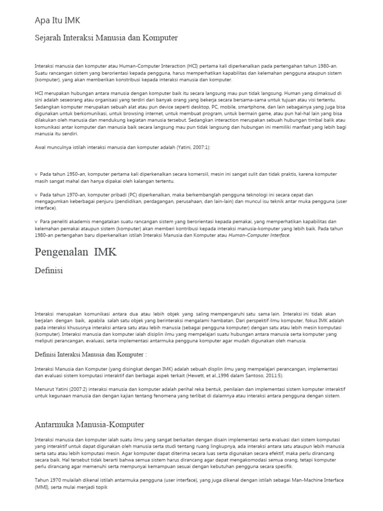 Pengertian dan Sejarah IMK | PDF