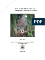 Recovery Plan For The Manumea or TOOTH-BILLED PIGEON (Didunculus Strigirostris)