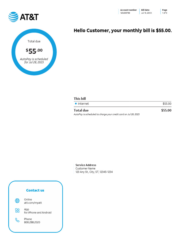 AT&T Internet Bill Sample PDF | PDF | Fee | Internet