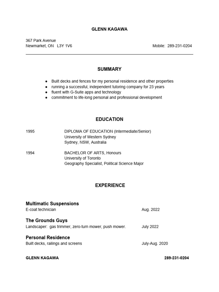 Resume For Fencing, April 2023 PDF
