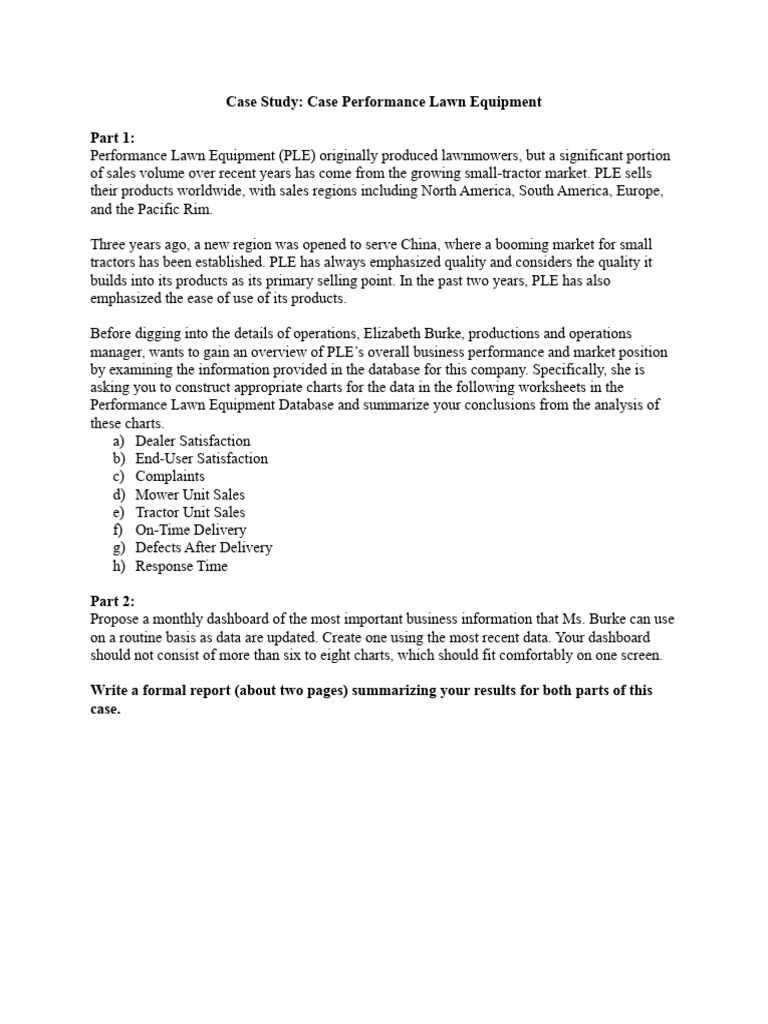 Case Study Performance Lawn Equipment | PDF