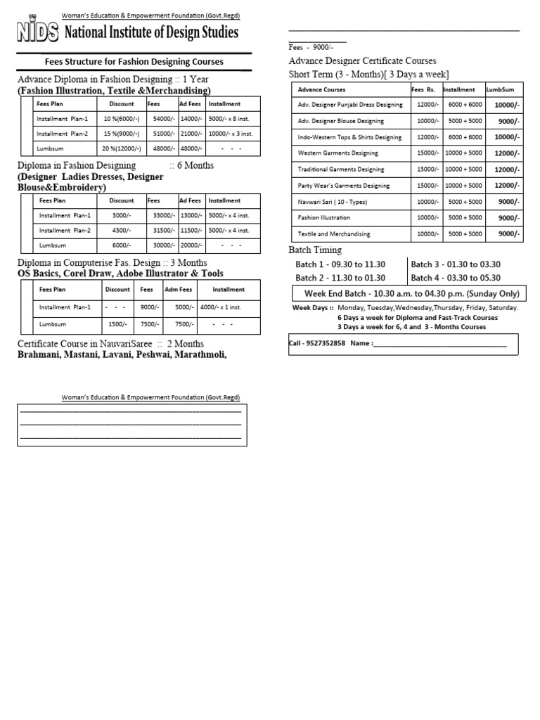 Fashion Designing Course Fees & Plans | PDF | Blouse | Human Appearance