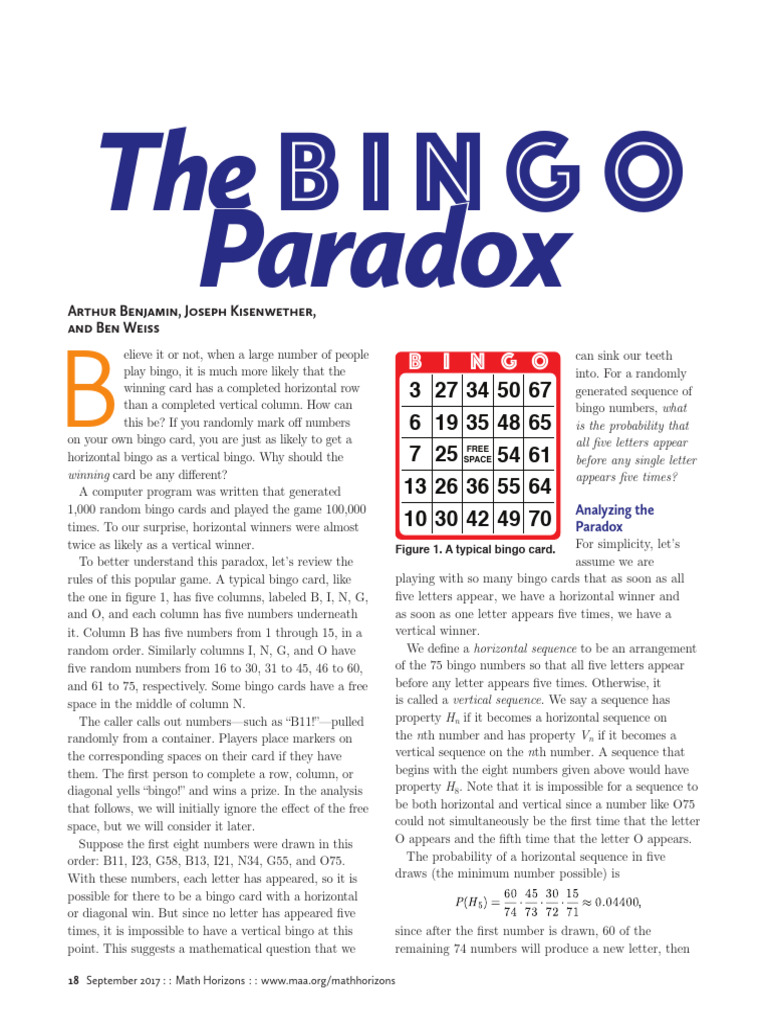 Horizontal Bingo Paradox Explained | PDF | Mathematics | Mathematical ...