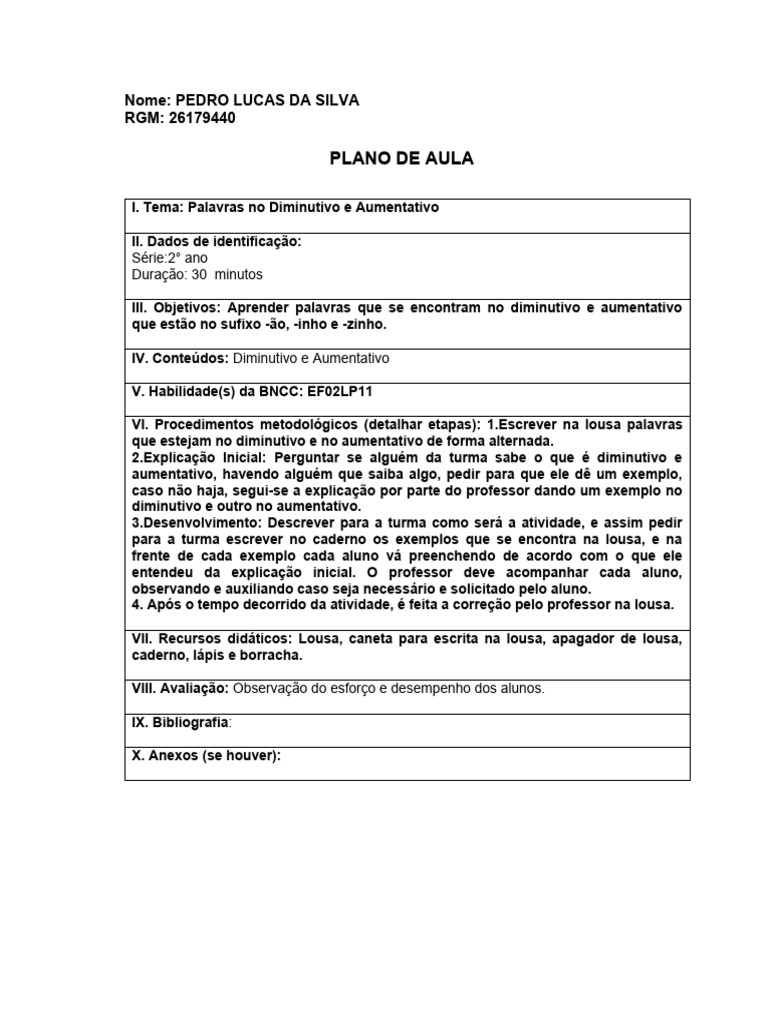 Diminutivo e Aumentativo em Aula | PDF | Carreira e Crescimento | Artes ...