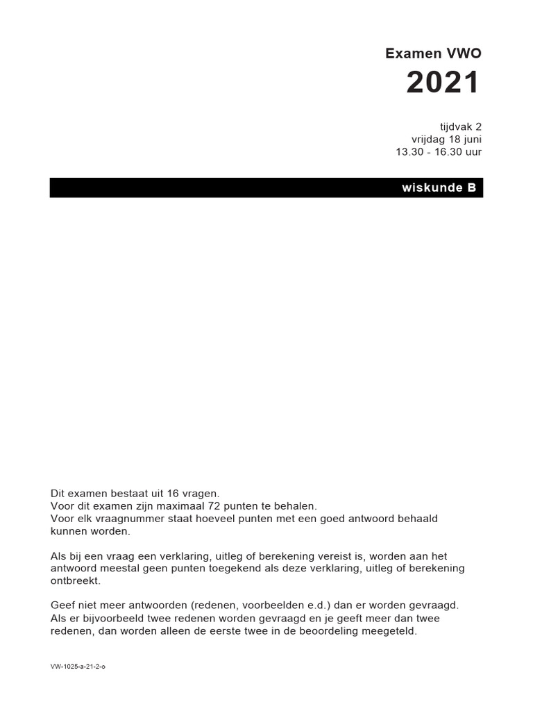 Examen VWO Wiskunde B PDF