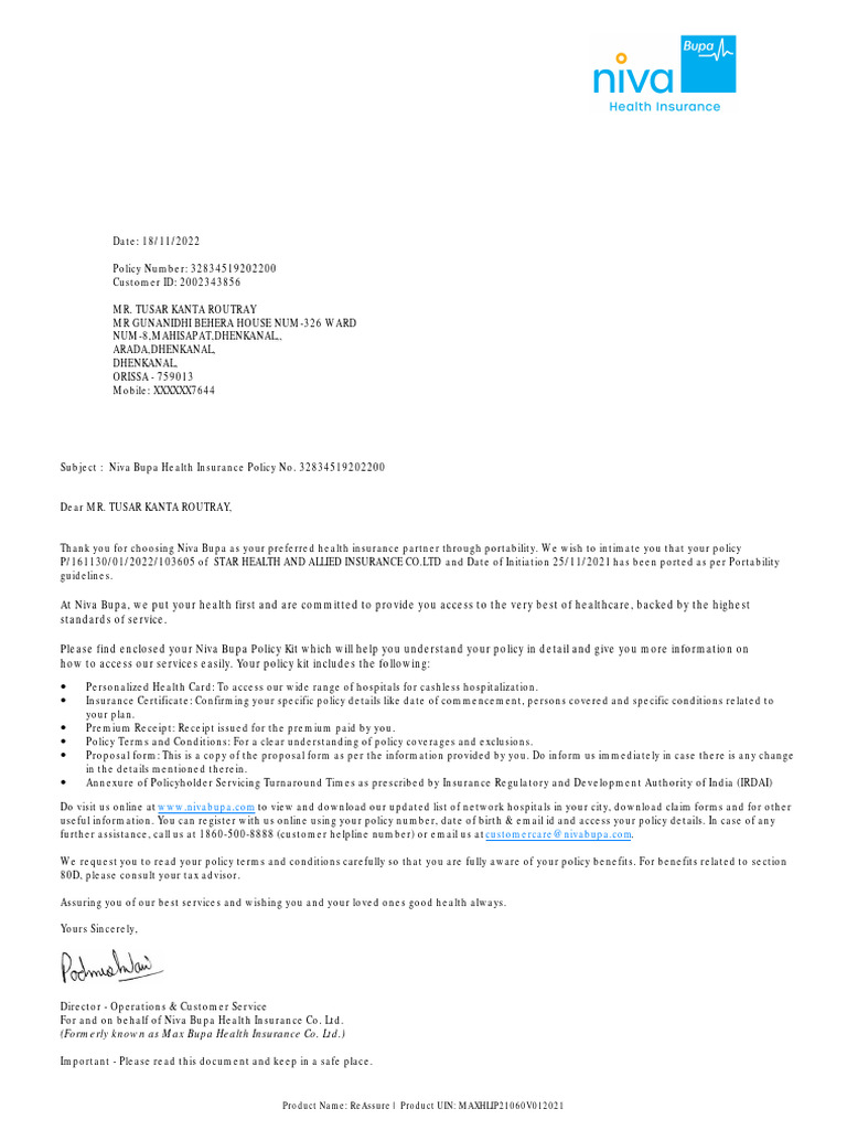 Policy Document | PDF | Insurance | Tax Deduction