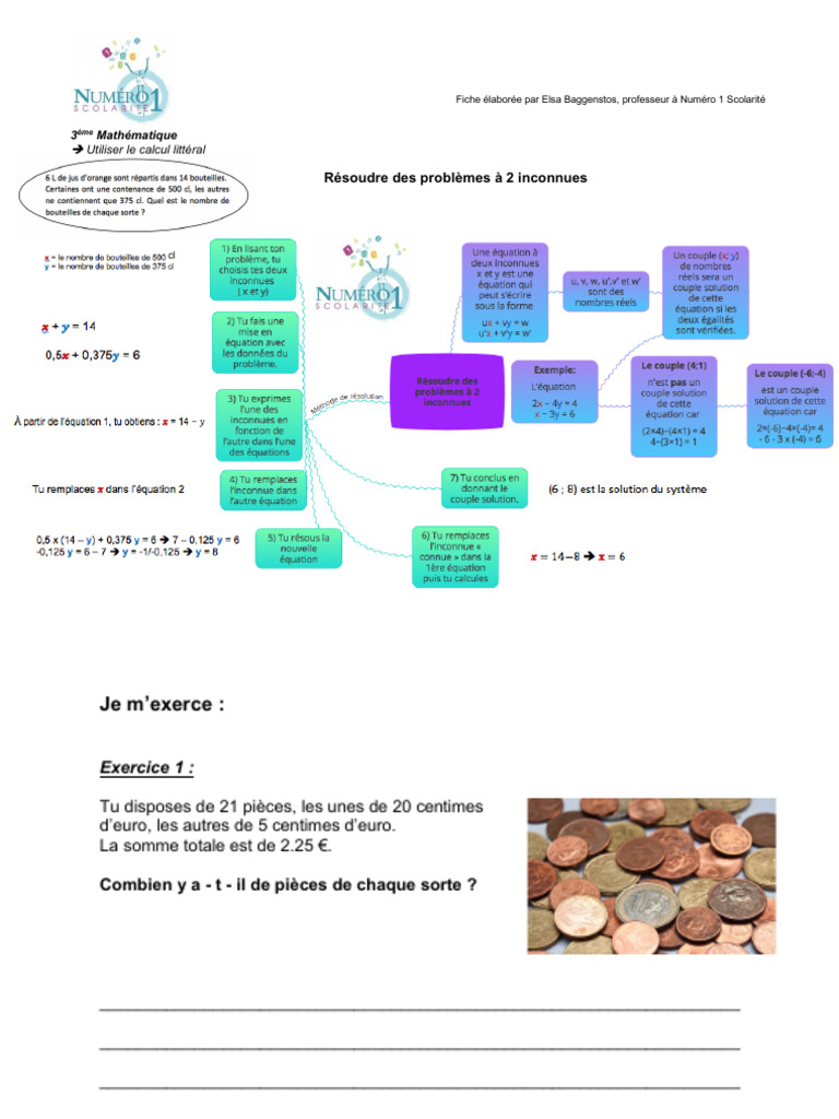 Problèmes d'équations à 2 inconnues | PDF | Mathématiques | Objets ...