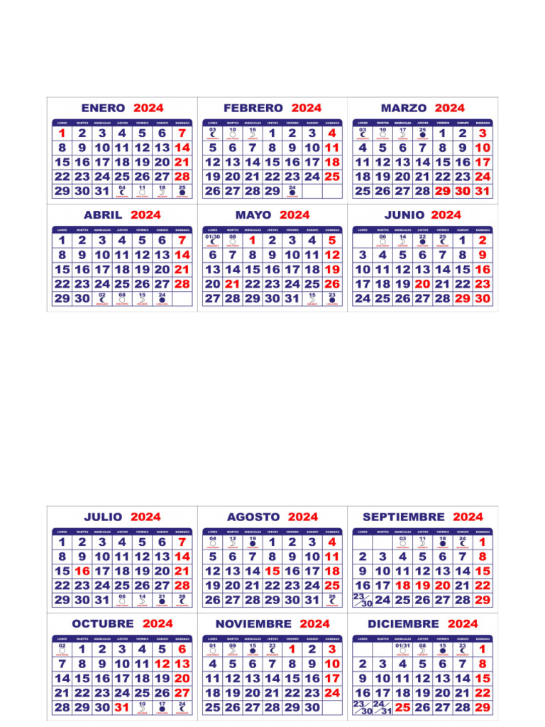 MINI CALENDARIO 2024 TAMAÑO CARTA PDF