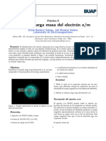 Lab Electromagnetismo Practica 9 Relación Carga Masa Del Electrón Copy