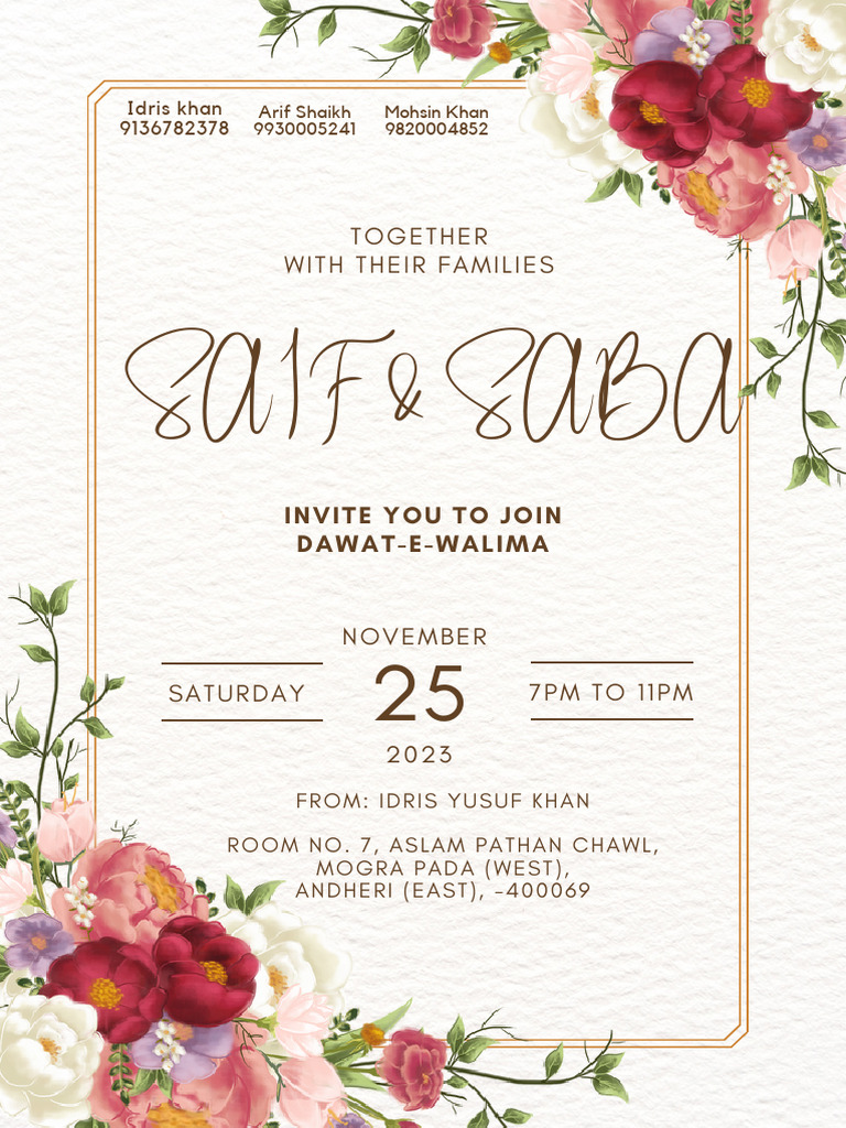 KHAN FAMILY Wedding Invitation PDF