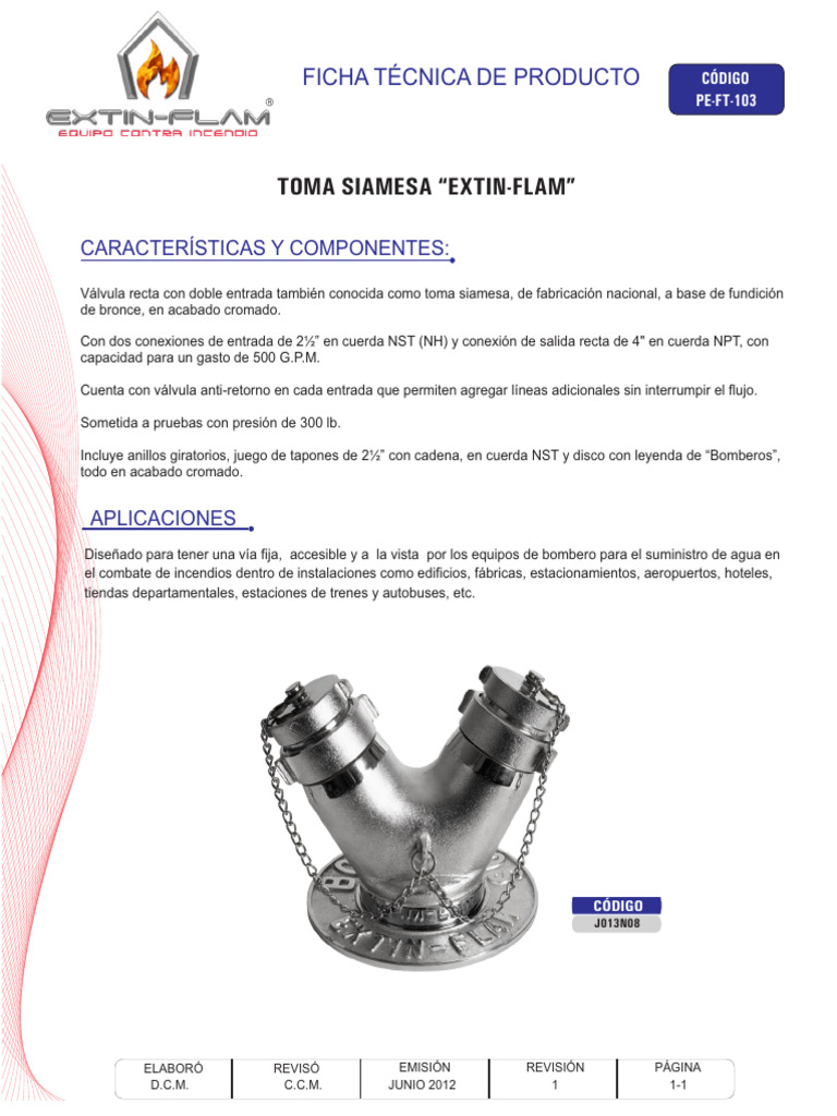 Ficha Tecnica Toma Siamesa | PDF
