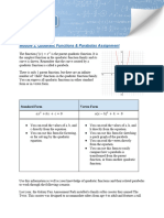 Module 2, Quadratic Functions & Parabolas Assignment: Standard Form Vertex Form