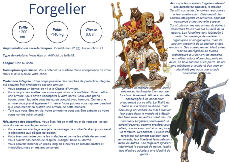 Forgelier : Créature Artificielle D&D | PDF