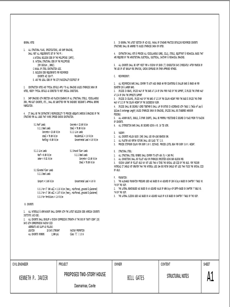 Struc Notes | PDF | Concrete | Structural Steel