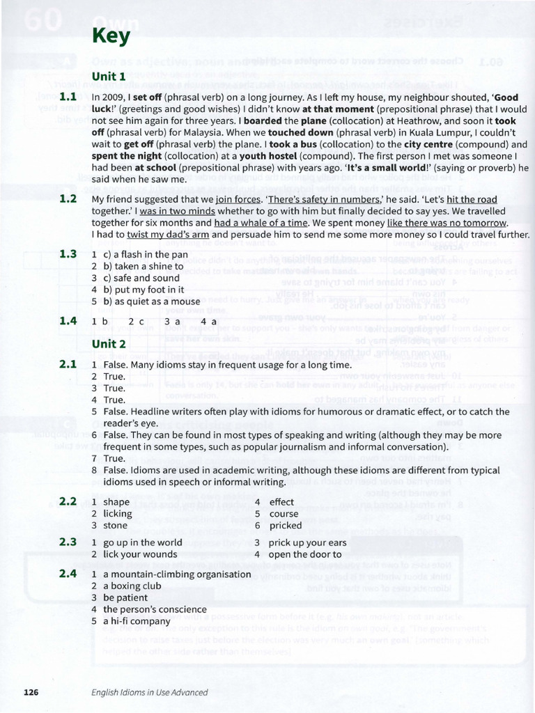 Idioms in Use Units 13 ANSWER KEY PDF Linguistics Human