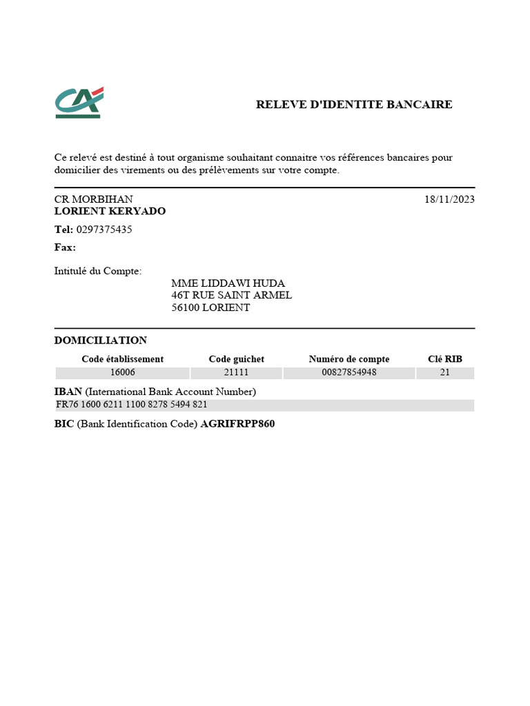 RIB pour Domiciliation Bancaire | PDF