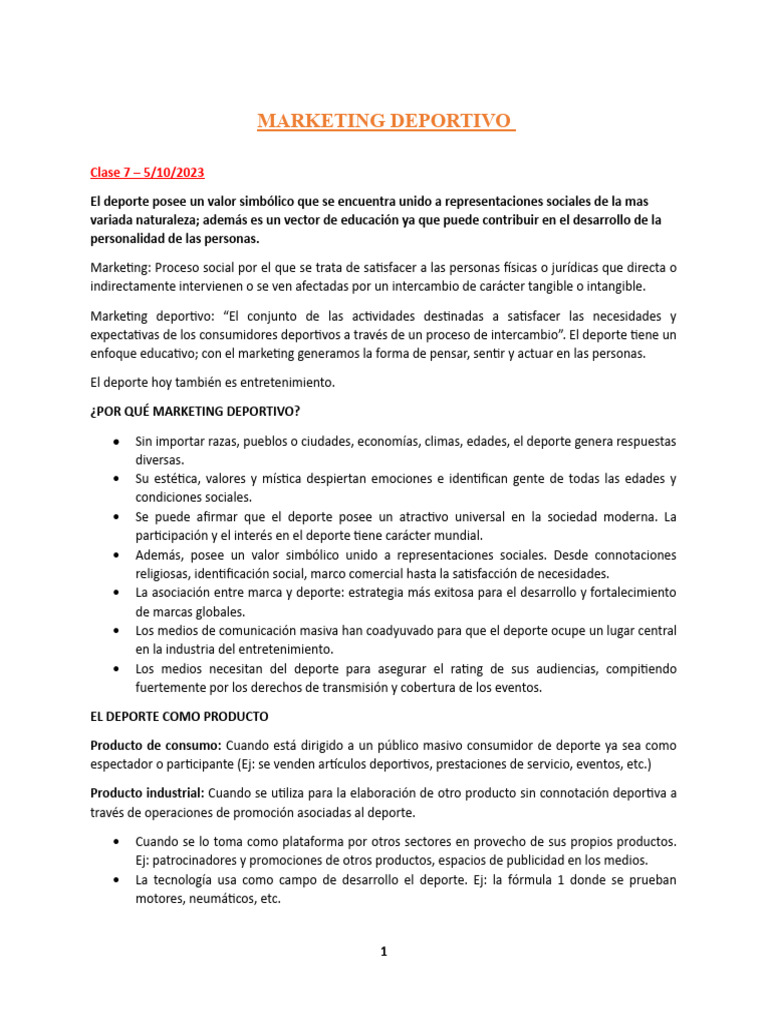 Características del Marketing Deportivo | PDF | Marketing | Marca