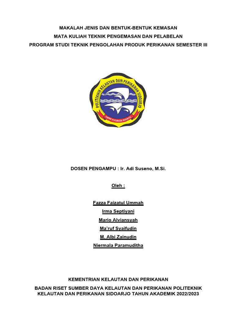 Makalah Jenis Kemasan Dan Bentuk | PDF