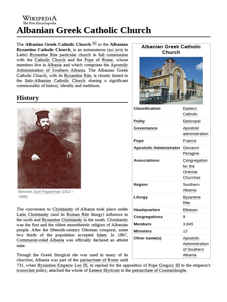 Albanian Greek Catholic Church PDF Catholic Church Abrahamic