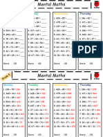 Grade 5 Mental Maths Addition Worksheet 1