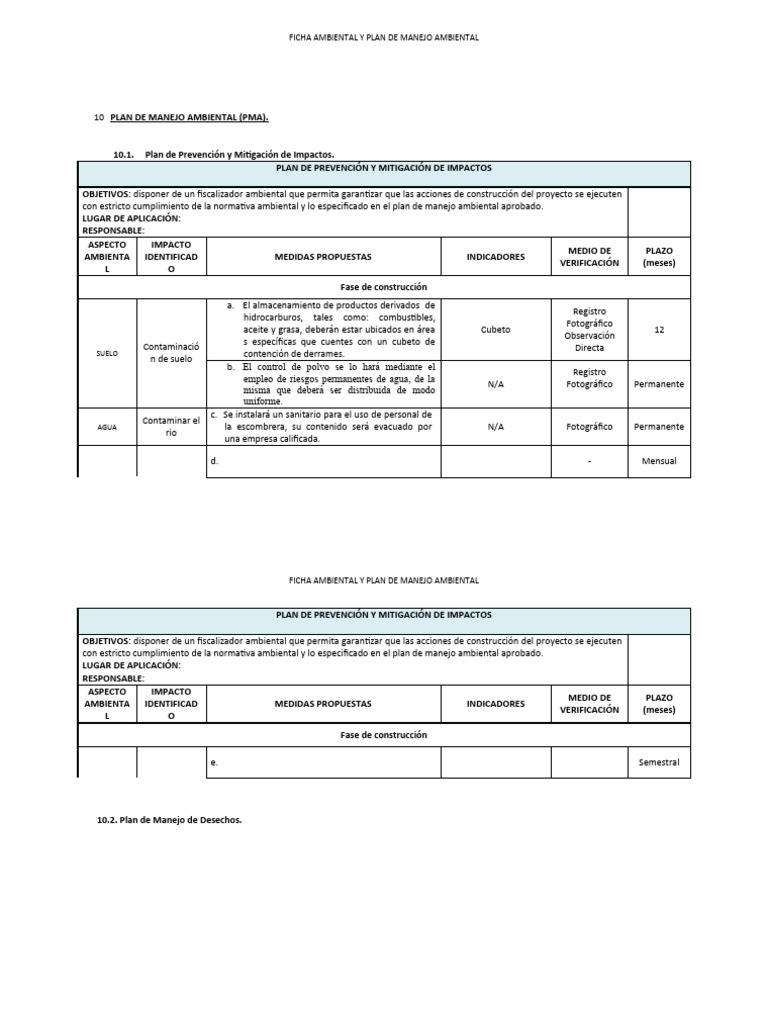Plan de Manejo Ambiental Integral | PDF | Residuos | Entorno natural