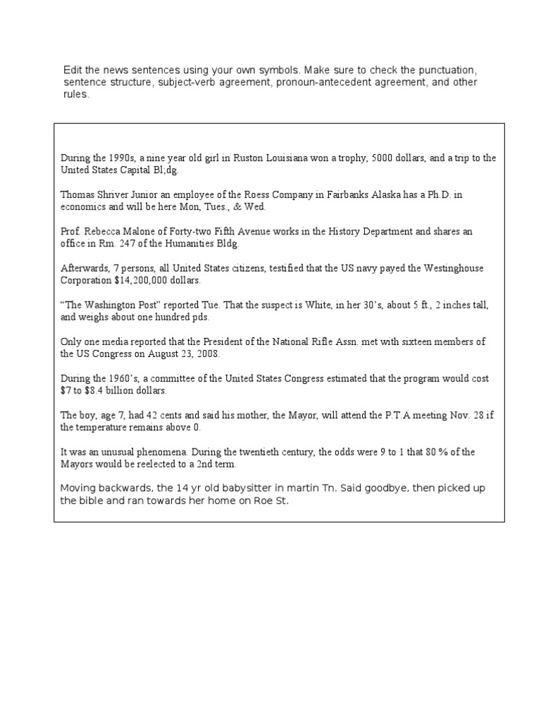 Copy Reading Exercises