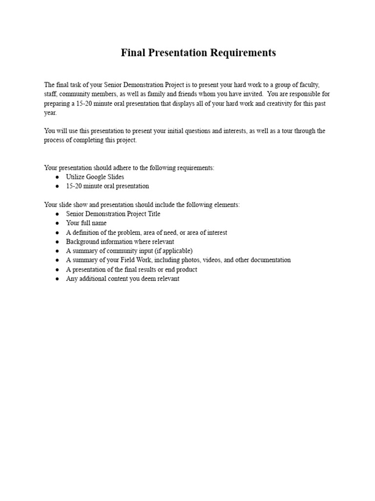 Senior Project Presentation Guide | PDF