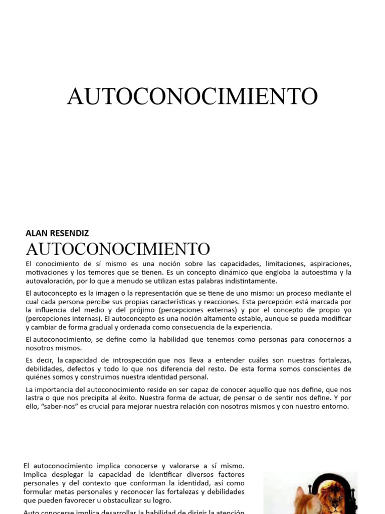 Autoconocimiento Pdf Autoestima Comportamiento