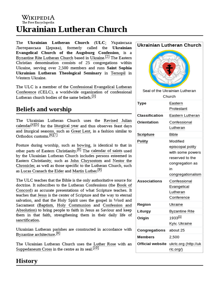 Ukrainian Lutheran Church PDF Christian Denominational Families