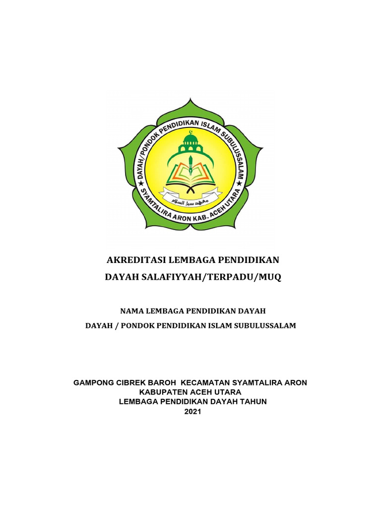 Usulan Akreditasi Dayah Subulussalam | PDF | Olahraga & Rekreasi