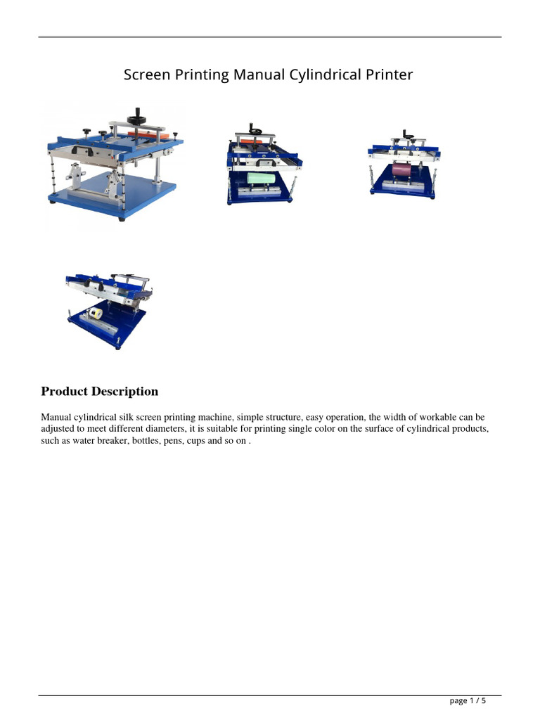 Manual Cylindrical Screen Printer | PDF