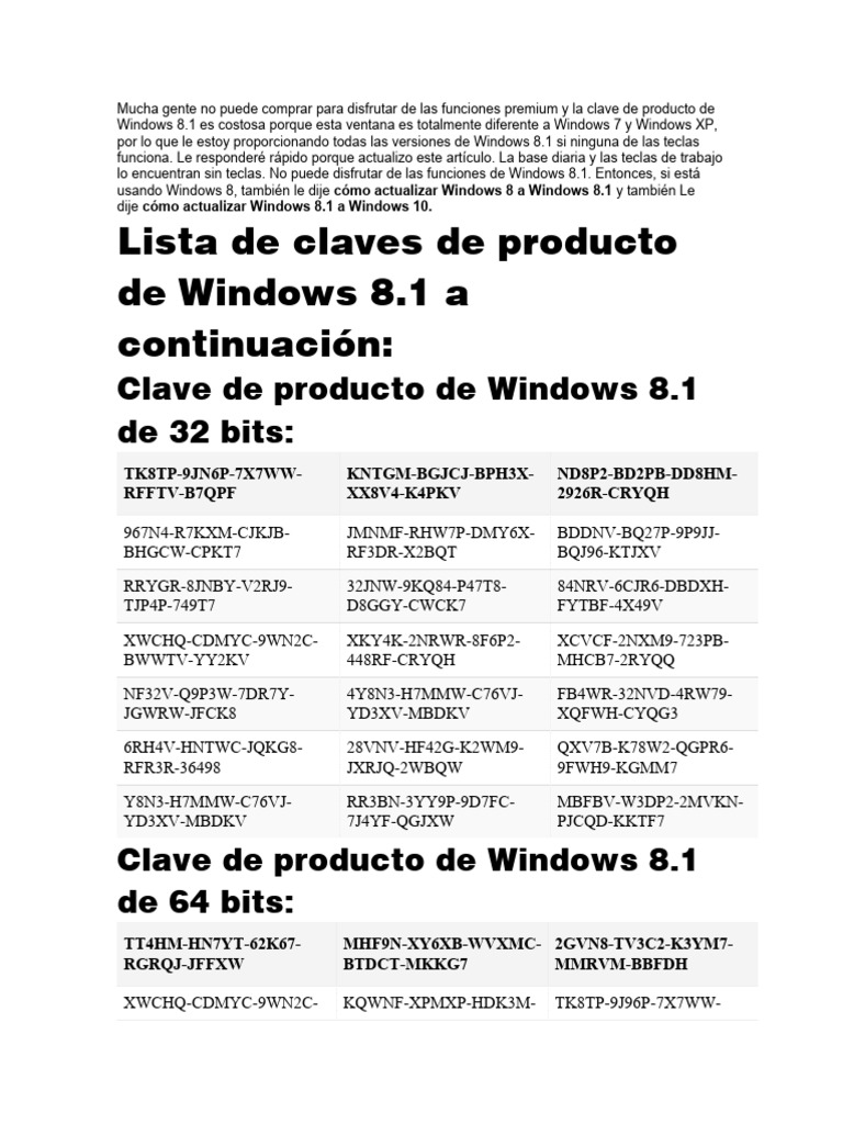 Clave de Producto de Windows 8 PDF Windows 8 Microsoft Windows