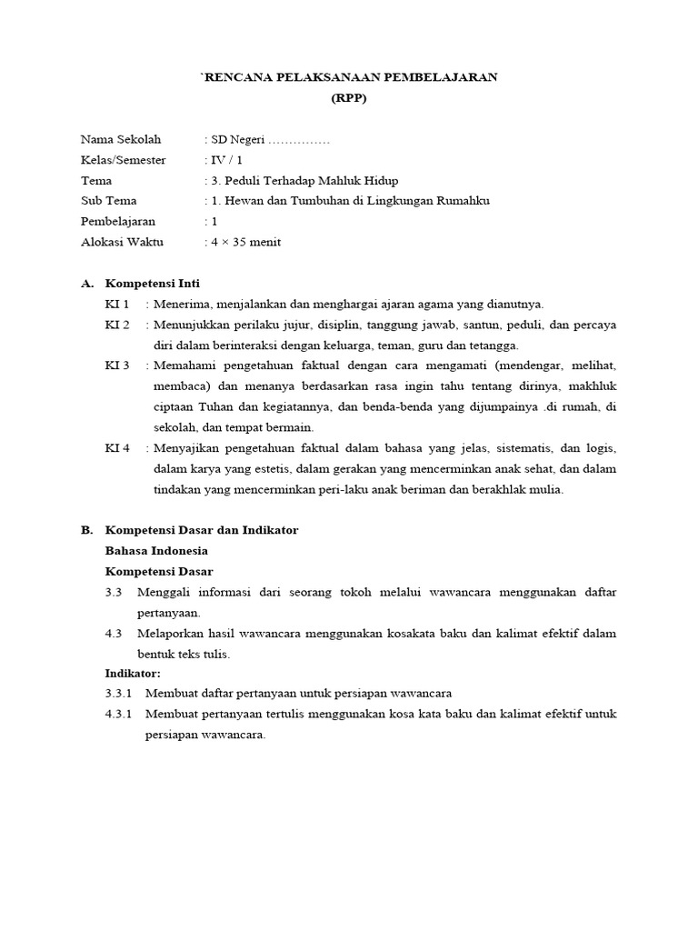 Sub Tema 1 Pembelajaran 1 Ok Sip Pdf