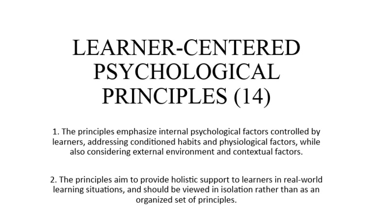 essay about learner centered psychological principles