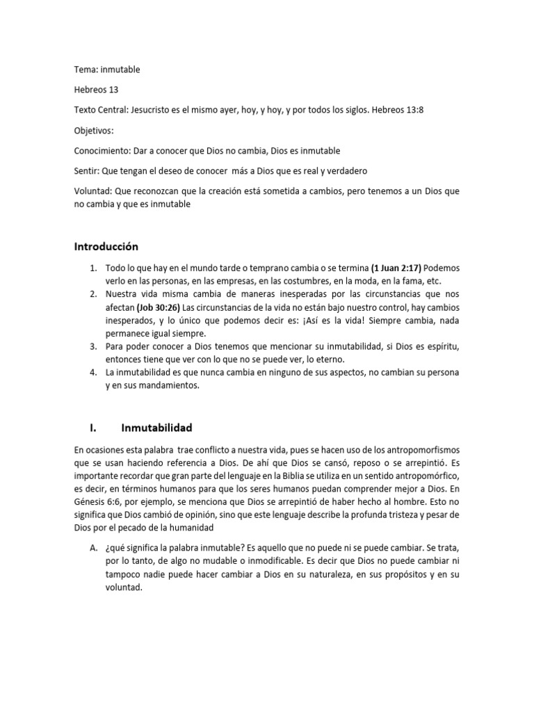 La Inmutabilidad de Dios | PDF | Dios | Pecado
