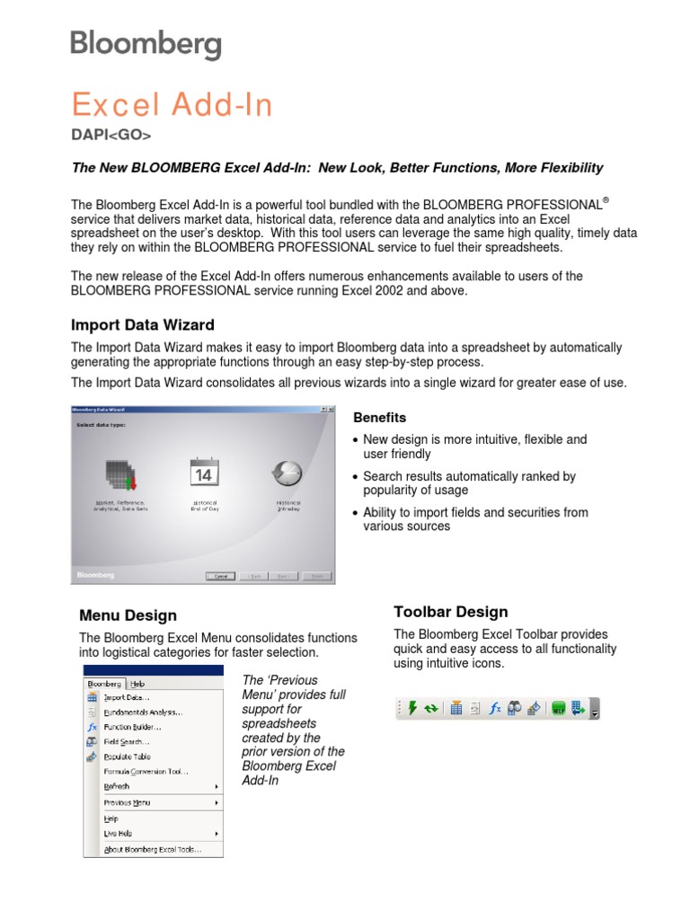 Installing the Bloomberg Excel add-on You can install the ...
