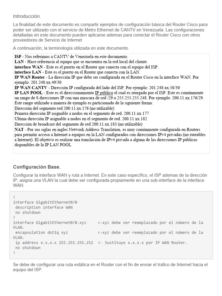 Configurar Router Cisco NHC | Descargar gratis PDF | Enrutador ...