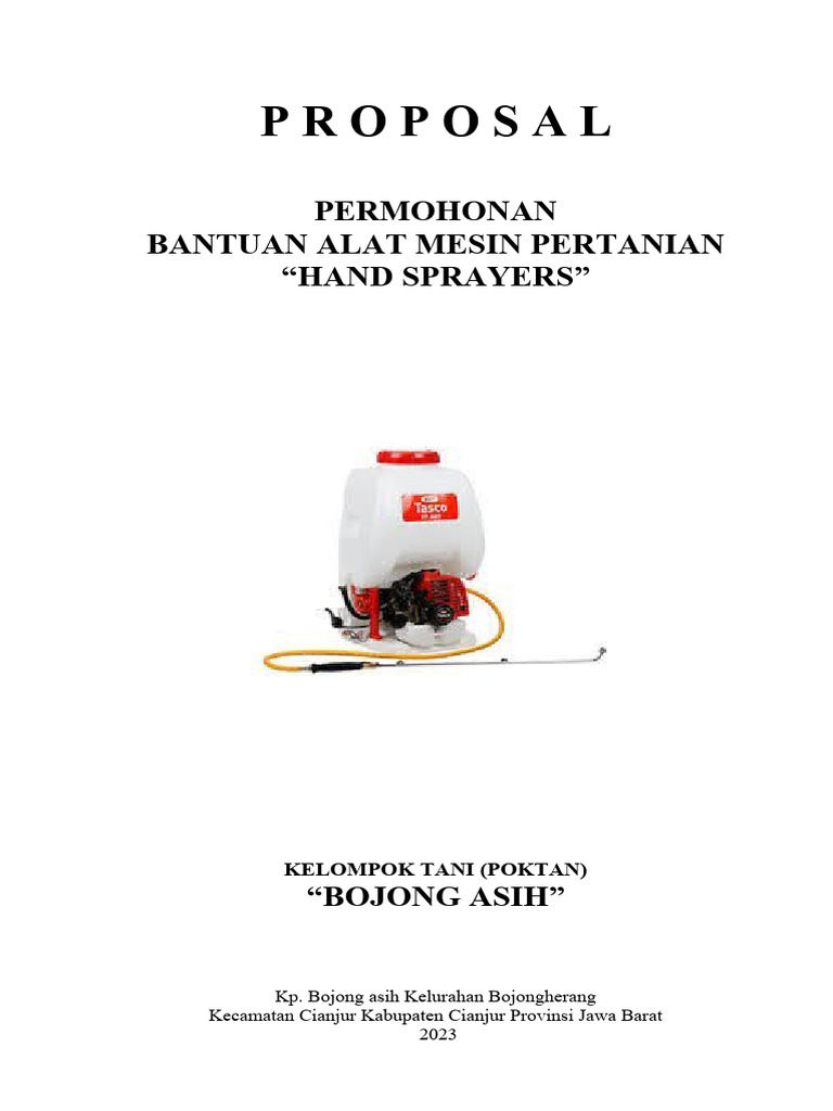 Proposal Bantuan Hand Sprayers Tani | PDF | Sains & Matematika