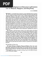 The Relationship Between Chinese Law and Common Law in Malaysia Singapore and Hong Kong