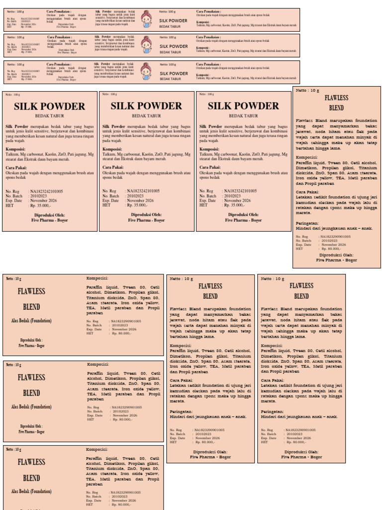 Etiket, Brosur Foundation & Bedak | PDF