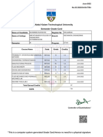 APJ Abdul Kalam Technological University Semester Grade Card