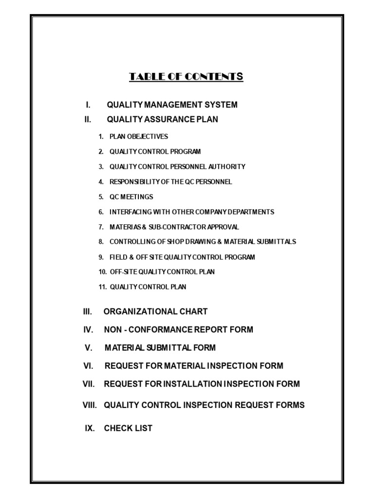 Qa QC Plan PDF Quality Management System Specification (Technical