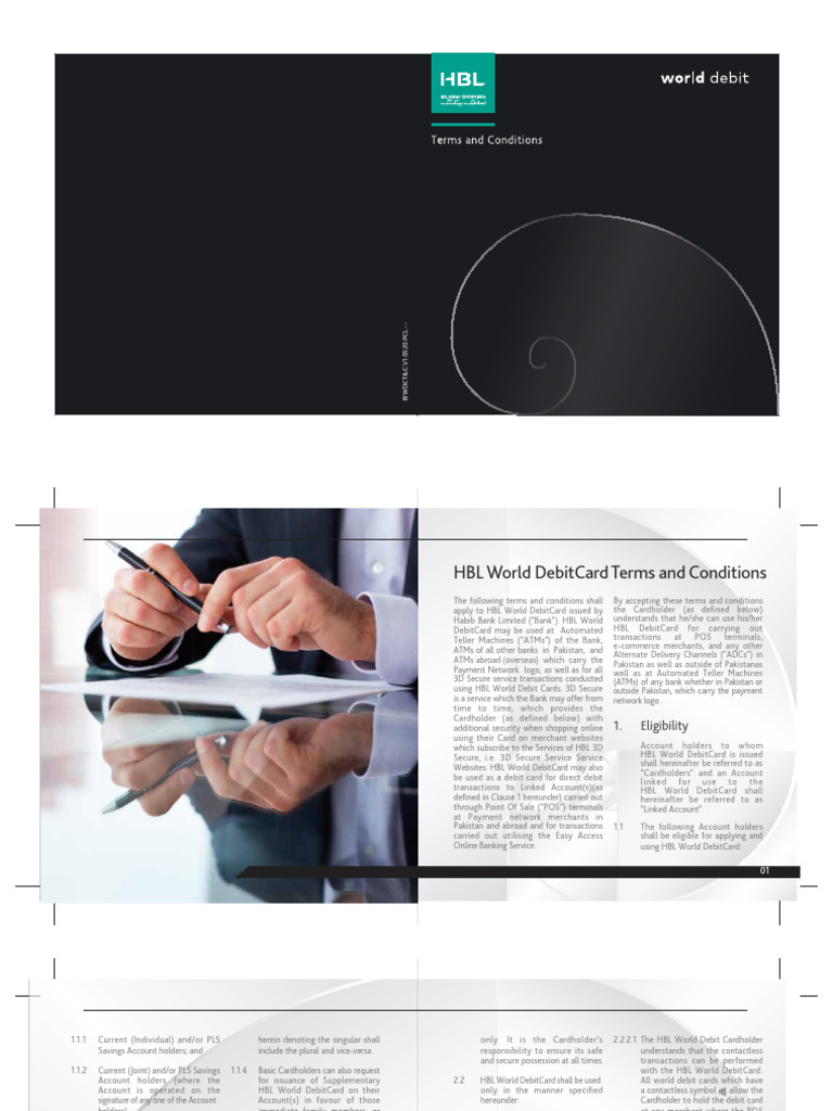 HBL World DebitCard Terms and Conditions PDF Debit Card