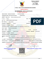 Acte de Naissance / Birth Certificate: Centre D'Etat Civil / Civil Status Registration Centre