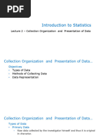 Lecture 2 - Collection Organization and Presentation of Data