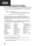 Employee Non Disclosure Confidentiality Agreement