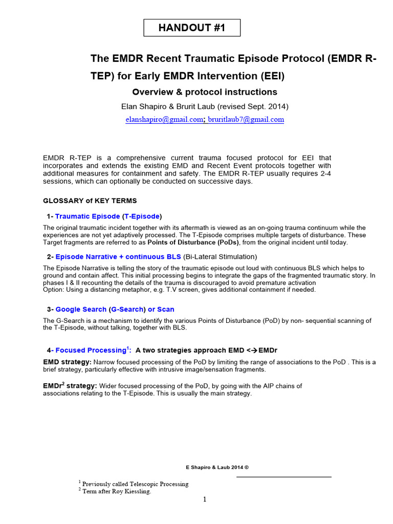 EMDR R-TEP Protocol Overview | PDF | Eye Movement Desensitization And ...